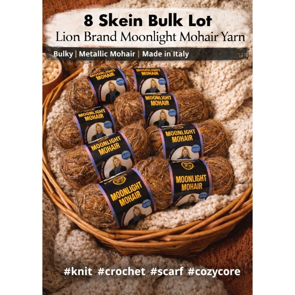 Bundle Lot 8 Lion Brand Moonlight Mohair Yarn Safari  Skeins‎